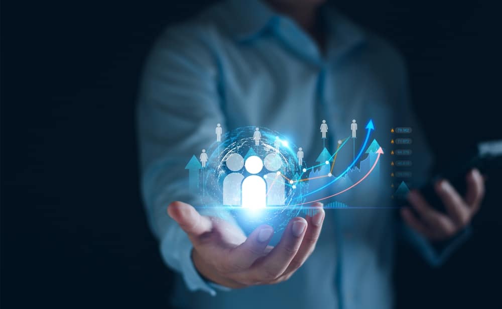 Customer,Relationship,Management.,Businessman,Hand,Show,With,Global,Structure,Customer